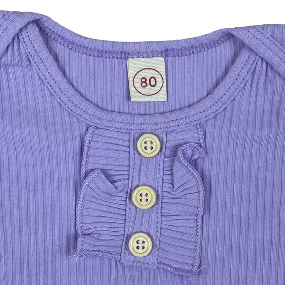 Shenzhen Toddler Girl's Green and Purple 3-Piece Florals Set Sz 3-6M - Picture 6 of 16